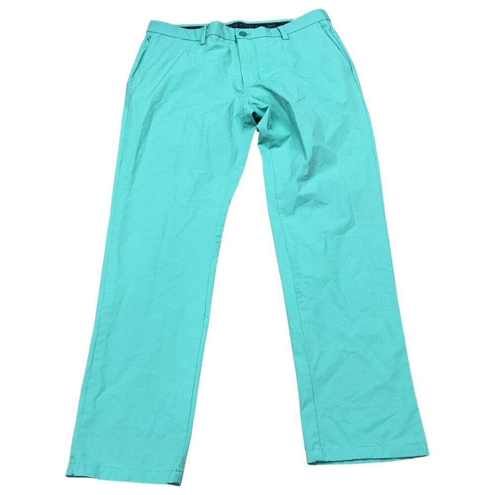 Vineyard Vines On The Go Pants Mens 35x32 Aqua Blue‎ Performance Stretch Chino